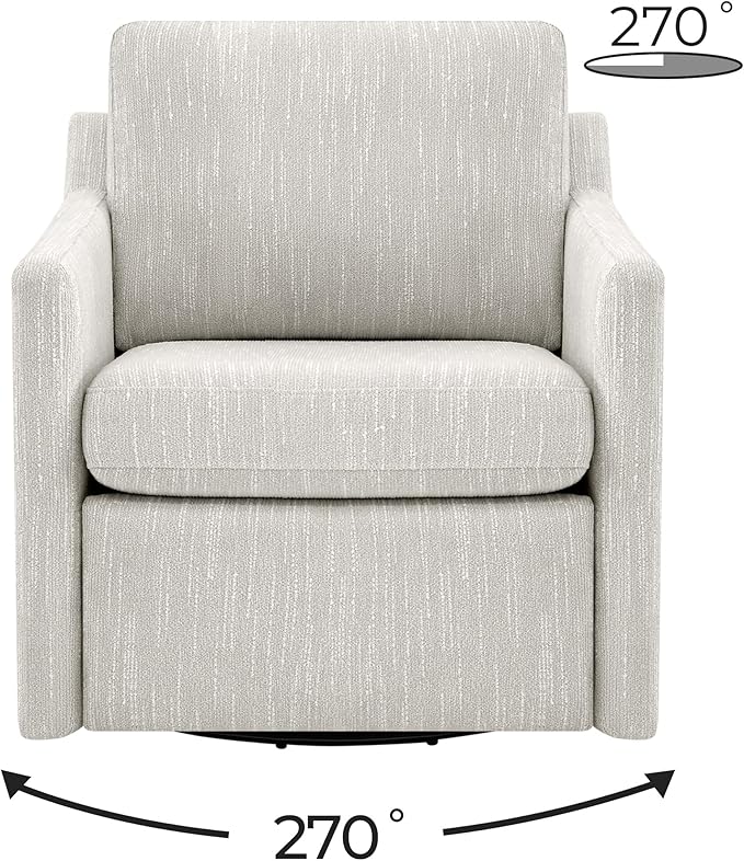 CHITA Swivel Accent Chair with Electric Footrests, FSC Certified Upholstered Living Room Sofa Chair with Power Motor, USB and Type-C Ports, Snow