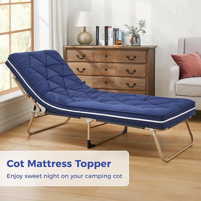 4Inch Floor Mattress,3 Layer Structure Cot Mattress Topper,Gel Memory Foam Futon Mattress,Removable Thickened Cover,Portable Roll Up Sleep Pad (Blue, 75X30)