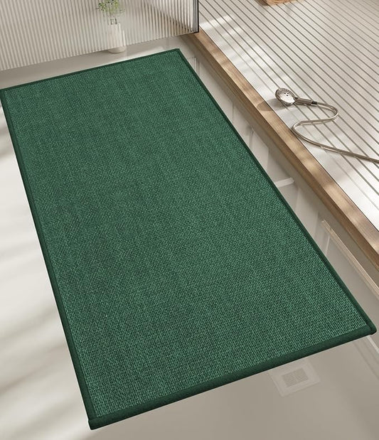 chakme Bathroom Rugs Mat 47x17, Ultra Thin Non Slip Bath Mats Runner Quick Dry Absorbent Bath Mat for Bathroom Floor, (Green, 47"x17")