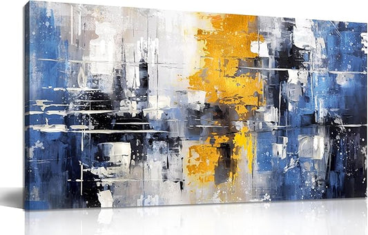 ZHAOSHOP Blue Abstract Wall Art for Office - Abstract Wall Art for Living Room - Modern Minimalist Wall Art for Bedroom Size 20" x 40"