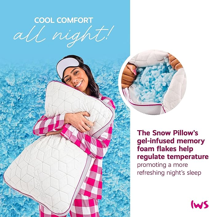 Adjustable Cooling Pillow, Neck Support, Queen Size Bed Pillows for Sleeping, Gel Cross Cut Memory Foam, Side Sleepers, Snow® Pillow
