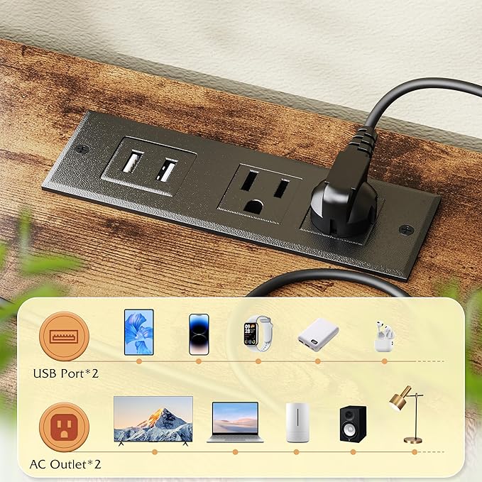 TV Stand Dresser with LED Lights & Power Outlets, Entertainment Center for 50" Inch TV, 5 Drawers TV Stand for Bedroom Dresser with Shelves for Living Room, Sturdy Metal Frame, Rustic Brown