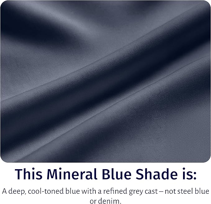 California Design Den Bed Sheets Full Size Set - Certified 100% Egyptian Cotton Percale Sheets Full Size with Deep Pockets, Cool, Crisp & Durable Luxury Bedding Set - Mineral Blue