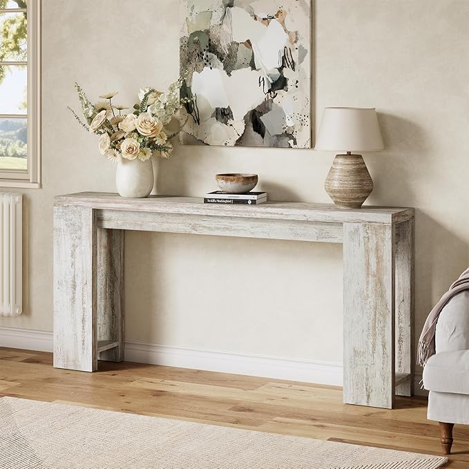LITTLE TREE 70.9-Inch Entryway Table, Long Narrow Farmhouse Sofa Console Table for Living Room, Hallway