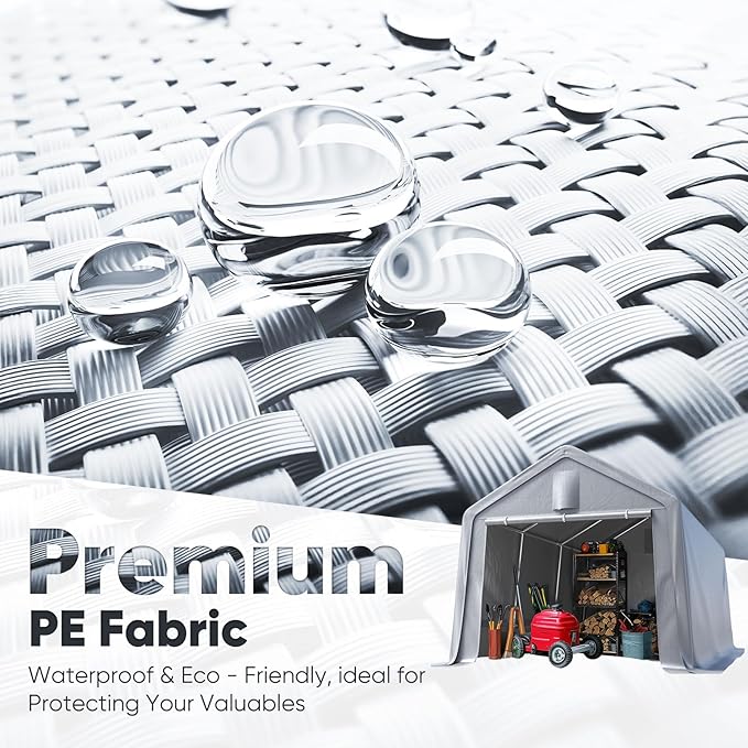 Quictent Heavy Duty 10x15FT Carport Shelter with Roll-Up Mesh Windows & Reinforced Frame, Portable Garage Canopy for Motorcycle Storage, Outdoor Equipment, Patio Furniture Cover - Silver Gray