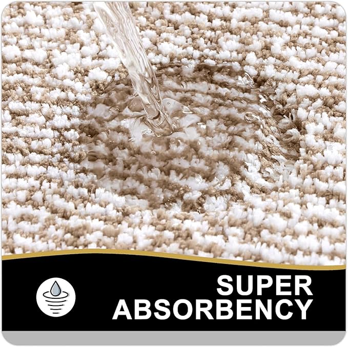OLANLY Bathroom Rugs 36x24, Extra Soft and Absorbent Microfiber Bath Mat, Non-Slip, Machine Washable, Quick Dry Shaggy Bath Carpet, Suitable for Bathroom Floor, Tub, Shower (Large, Tan)