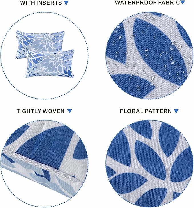 Outdoor Lumbar Pillows - Decorative Pillows with Insert Included Set of 2 Outdoor Pillows for Patio Furniture 12x20 Inch