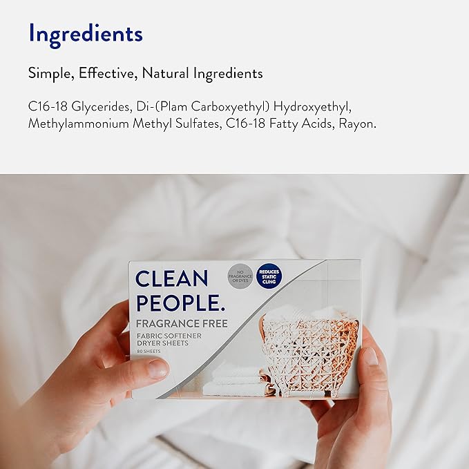 The Clean People Fabric Softener Sheets - Dryer Sheets - Softens & Removes Static Cling - Vegan Laundry Softener, Essential Oils - Fragrance Free 360 Pack