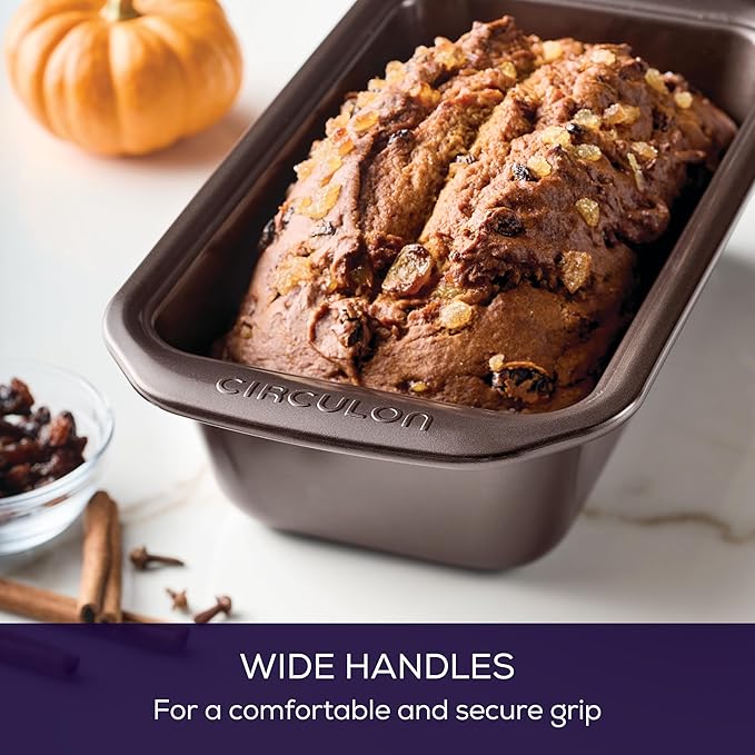 Circulon Nonstick Bakeware Set with Nonstick Bread Pan, Baking Pans, Baking Sheets, Cookie Sheets, Cake Pan and Muffin Pan / Cupcake Pan - 10 Piece, Chocolate Brown