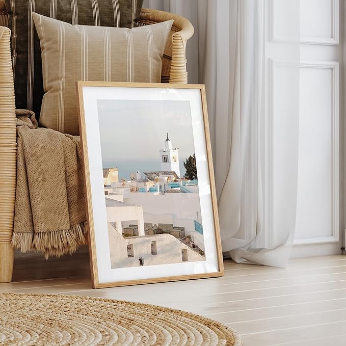 Axeman 20x28 Frame | Solid Oak Wood 20x28 Picture Frame With Mat for 16x24 | 28 x 20 Wood Poster Frame | Tempered Glass and Hanging Hardware Included Home Wall Decor Art Hanging Frame | Natural