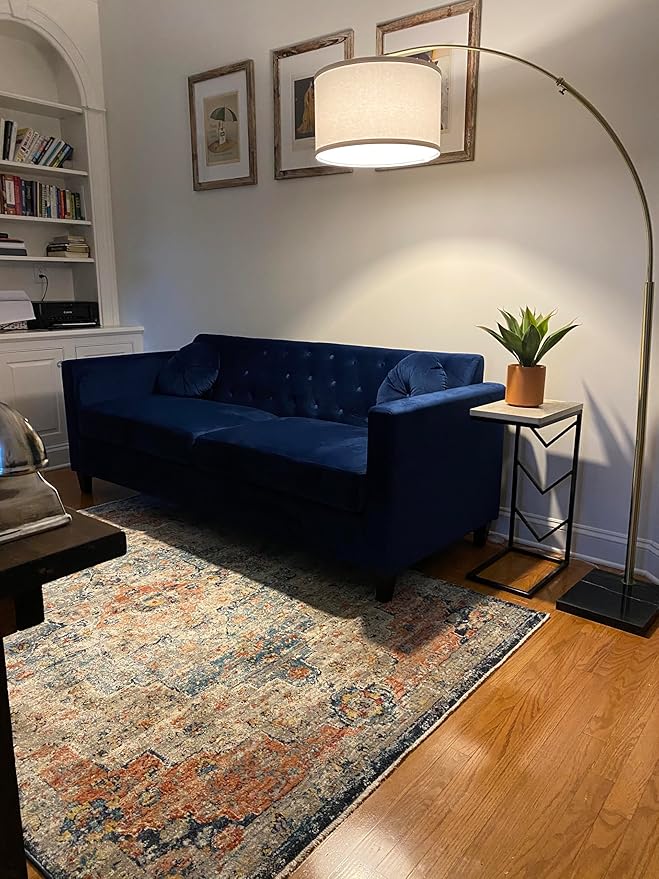 Brightech Logan Arc Floor Lamp, Bright Standing Lamp for Living Rooms, Offices & Bedrooms, Modern Living Room Décor, Tall Hanging Floor Lamp for Reading and More – Gold/Brass