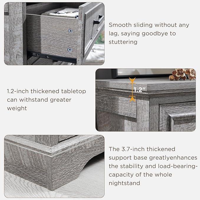 Farmhouse 8 Drawers Dresser Chests for Bedroom,52" Wide Wood Rustic Chest of Drawers with Metal Handle,Natural Texture,Drawer Organizer for Bedroom,Living Room,Hallway and Entryway,Grey