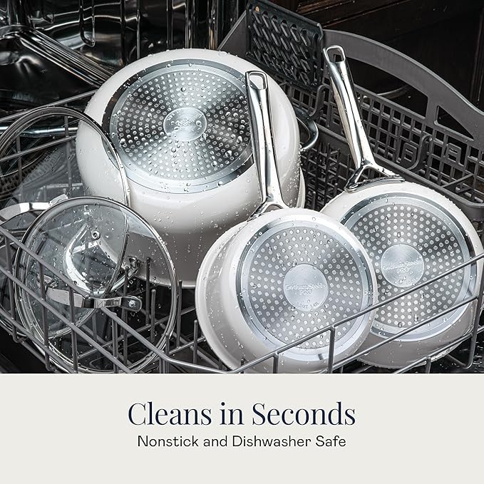 GOTHAM STEEL PRO 13 Pc Ceramic Cookware Set Nonstick, Pots and Pans Set Non Stick for Kitchen, Hard Anodized Induction Cookware, Non Toxic Made Without PFOA PFOS, Oven & Dishwasher Safe, Cream White
