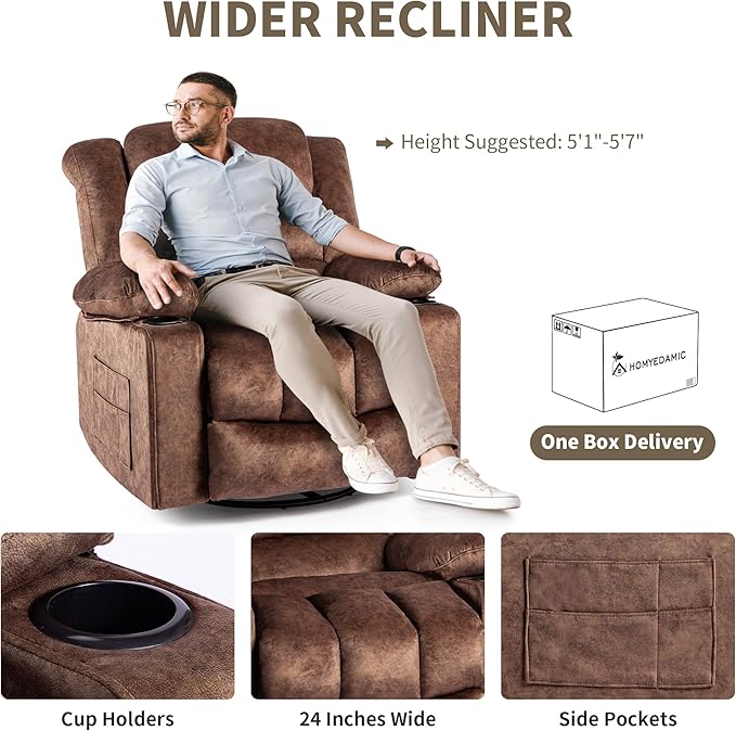 Recliner Chair Rocker Modern Ergonomic Lounge 360 Degree Swivel Single Sofa Seat Living Room Lounge Recliners on Clearance Foam Filling
