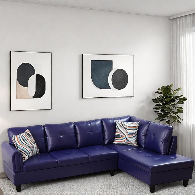 L Shaped Couch, Modular Sectional Sofa with Chaise, Modern Modular Sofas Furniture Sofa Couches for Living Room/Apartment/Office/Bedroom, Dark Blue Violet