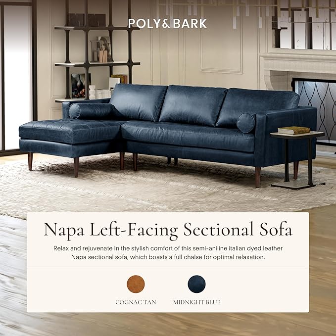 POLY & BARK Napa Furniture, 104.5 inches, Midnight Blue