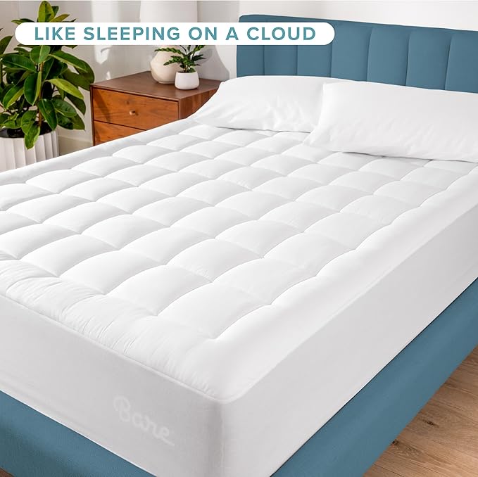 Bare Home California King Cotton Top Mattress Cover - Deep Pockets, Breathable, Down Alternative Fiber Fill