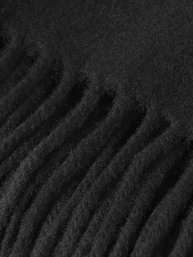 State Cashmere Home Throw Blanket with Decorative Fringe 100% Pure Cashmere Ultra Soft Accent Blanket for Couch, Sofa & Bed (Black, 60"x50")