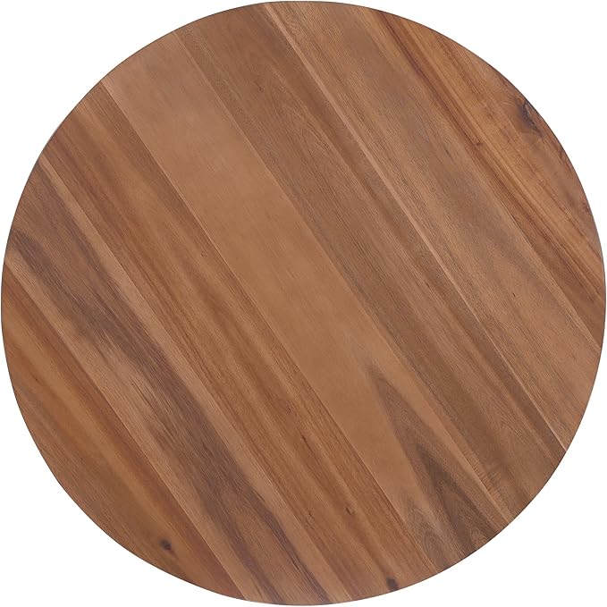 30" Acacia Wood Coffee Table with Wooden Base,Modern Industrial Accent Tables,Round Table for Indoor,Outdoor,Living Room,Lounge,Patio,Natural+Black
