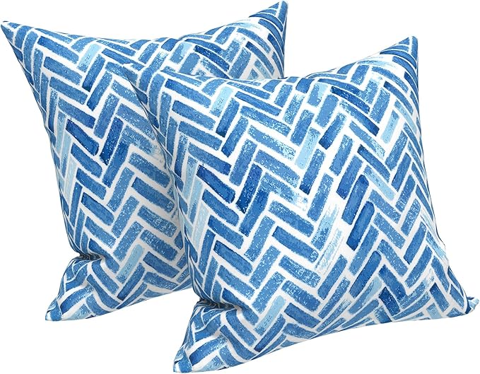 LVTXIII Outdoor/Indoor Throw Pillows, Decorative Throw Pillows with Inserts, 18"x18" Square Pillows for Bed, Couch, Sofa and Patio Furniture (Set of 2, Blue Bricks)