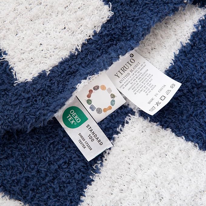 YIRUIO Throw Blankets Checkered Queen,King Size Big Fluffy Fuzzy Warmer Comfort Reversible Super Soft Cozy Decor for Home Bed Couch Sofa Room (Bluey, 80''x90'')