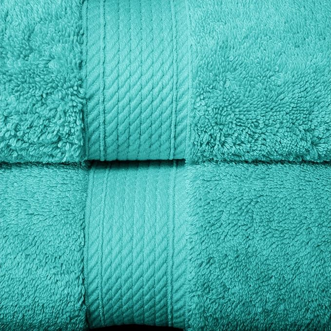 Superior Egyptian Cotton Pile Bath Towel Set of 2, Ultra Soft Luxury Towels, Thick Plush Essentials, Absorbent Heavyweight, Guest Bath, Hotel, Spa, Home Bathroom, Shower Basics, Turquoise