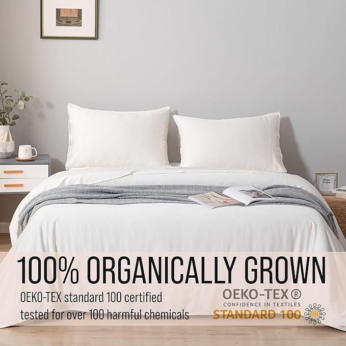 Bella Coterie Luxury Bamboo Viscose Twin Size Sheet Set | 100% Organically Grown | Ultra Soft | Cooling for Hot Sleepers | 18" Deep Pocket [Ivory]