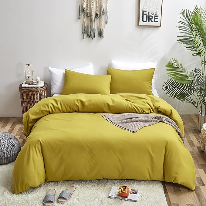 CLOTHKNOW Moss Green Comforter Sets Twin/Twin XL Chartreuse Bedding Comforter Set Green Comforter Soft Cozy Bed Bedding Yellow Bedding 3Pcs Comforter Sets