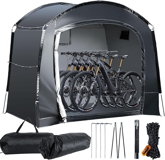 Bike Storage Tent Sheds, Waterproof Storage, 7.22 * 4.92 * 6ft Bicycle Shed Tent, Outdoor Shelter with Carry Bag for Motorcycle, Garden Tool, Outdoor Activities - L