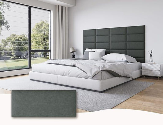 Queen Size Headboard, Upholstered Peel and Stick Wall Mounted Panels for Bed Headboard Queen Size Only, 9PCS Tufted Anti-Collision Interior Panels, 10"x24" Each, Black