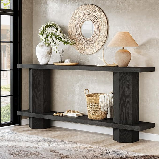 Tribesigns 71-Inch Long Console Table for Entryway, Wooden Sofa Table Behind Couch, for Living Room, Hallway, Foyer, Black