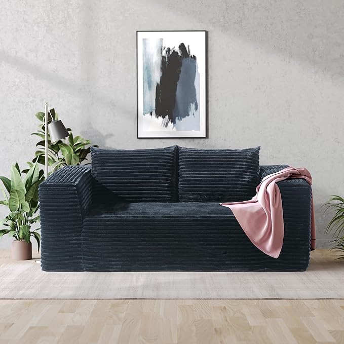 TeQsli Loveseat Sofa, 71" Foam Sofa in a Box, Plush Corduroy Deep Seat Couch, No Assembly Needed, Modern Sofa for Compact Living Rooms, Apartments, and Offices