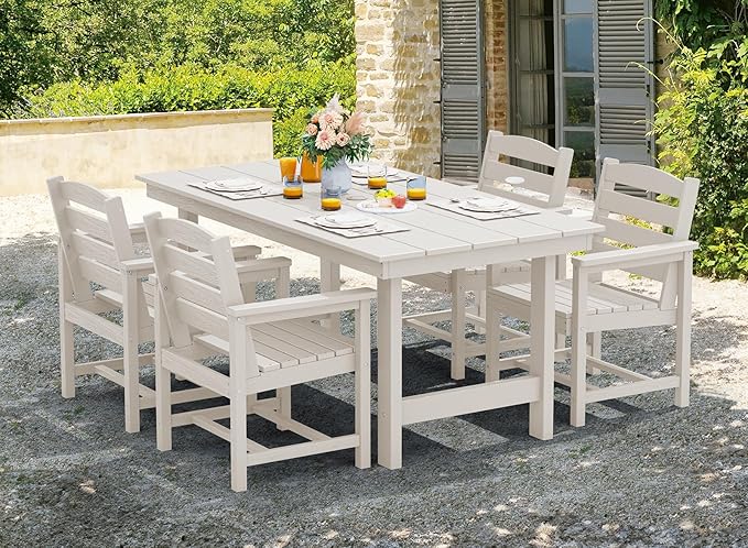 SERWALL Patio Dining Chair Set of 2, White