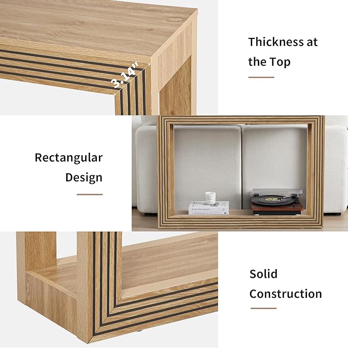 Mid-Century Fluted Console Table with Storage, Narrow Wooden Entryway Sofa Table Behind The Couch Small Entry Table for Entryway, Front Hall, Hallway Living Room, Natural