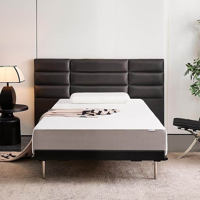 Amazon Basics Memory Foam Mattress, Medium Firm, 10 Inch, Full, White/Grey