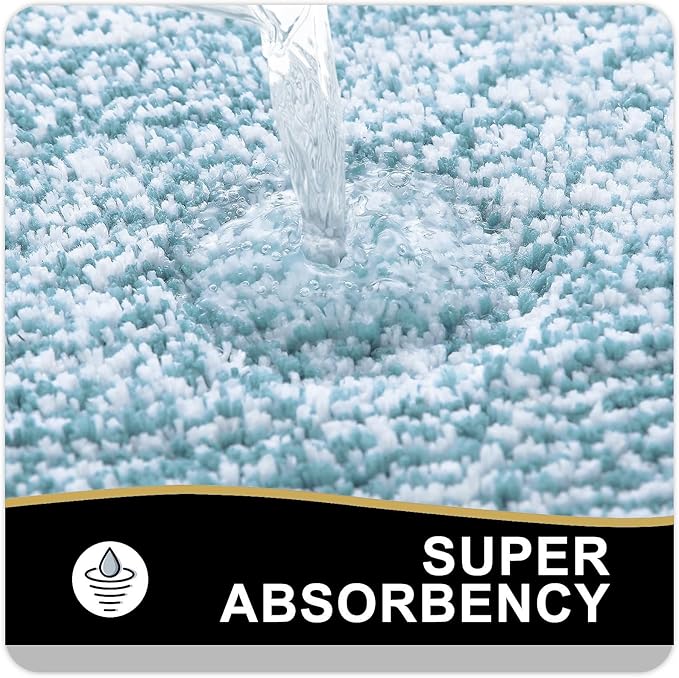 OLANLY Bathroom Rugs 30x20, Extra Soft and Absorbent Microfiber Bath Mat, Non-Slip, Machine Washable, Quick Dry Shaggy Bath Carpet, Suitable for Bathroom Floor, Tub, Shower (Medium, Light Blue)