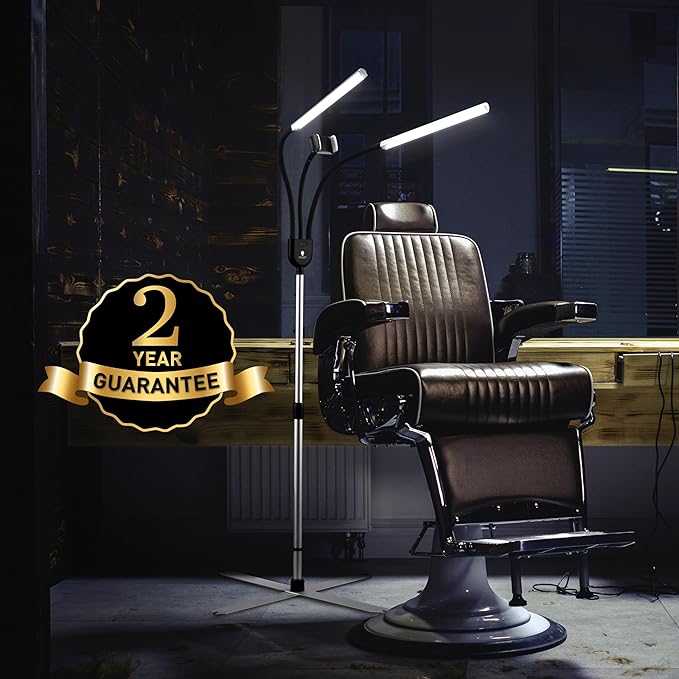 daylight Company Gemini Floor Lamp, 2 Strobe Lamp, 4 Brightness Levels, Social Media, Nails, Salon, Beauty, Office and Much More - 4,500 LUX - 1,400 Lumen, Silver