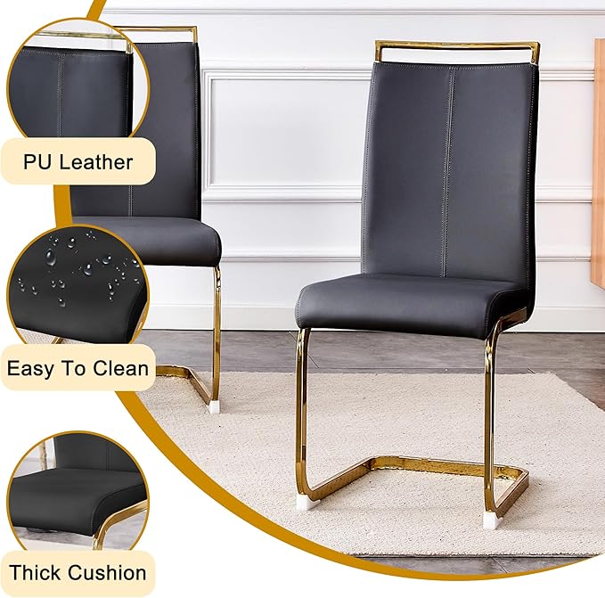 Dining Table Set for 8, Kitchen Table Chairs Set of 8, Modern Dining Room Set with 71" Marble Dinner Table PU Leather Upholstered Chairs for Kitchen