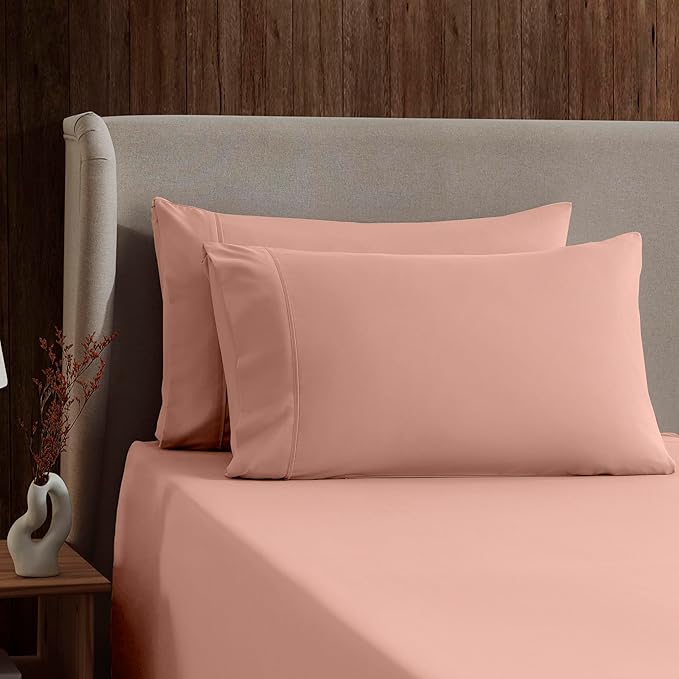 Nestl Twin XL Sheet Set - College Dorm Size - Luxury 1800 Ultra-Soft Microfiber Twin Extra Long Bed Sheets - Deep Pockets - Easy Fit - Extra Soft - 3 Piece Set (Twin XL, Peach)