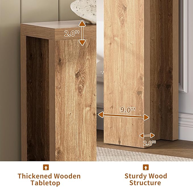 70.9 Inch Extra Long Console Table, Farmhouse Entryway Table with Thickened Base, Wood Sofa Table Behind Couch Table, Narrow Entryway Accent Table for Living Room, Hallway, Entrance, Foyer, Brown