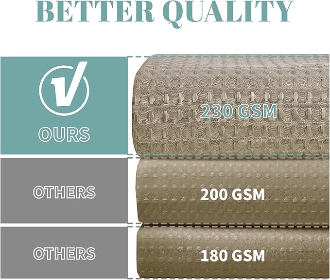 Khaki No Hook Waffle Weave Shower Curtain with snap-in Liner Replacement, 230GSM Waterproof Fabric Hotel Shower Curtain Set for Bathroom, Through Mesh Top Window,71Wx77H