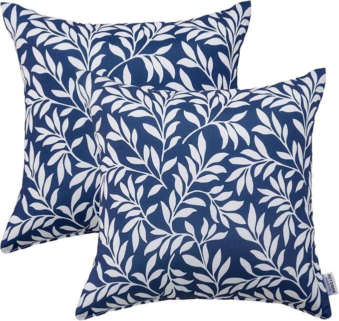 Outdoor Pillows, Pack of 2 Waterproof Decorative Throw Pillows with Inserts, 18”x18” Square Pillows for Bed, Couch, Sofa and Patio Furniture