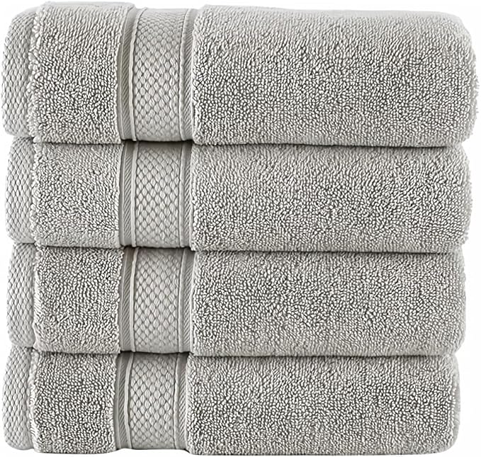 NOVA Luxury Linen - Hotel Quality Turkish Towel Set for Bathroom (4 Pcs Washcloth Set, Mirage Grey)