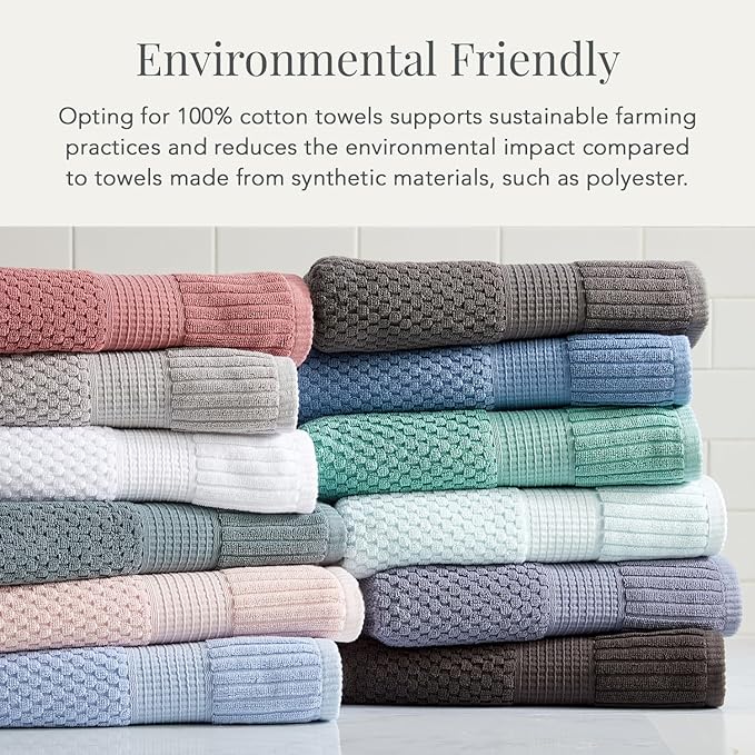 NY Loft 100% Cotton Bath Towel 4 Pack | Super Soft & Absorbent Quick-Dry Bath Towels 30" x 52" | Textured and Durable Cotton | Premium Thick Towels | 4 Pack Bath Towel - Stormy Sea