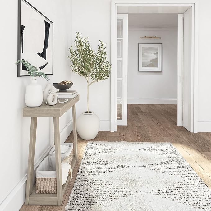 Plank+Beam Solid Wood Console Table with Storage, 36 Inch, Sofa Table with Shelf, Narrow Entryway Table for Hallway, Behind The Couch, Living Room, Foyer, Easy Assembly, Seashell