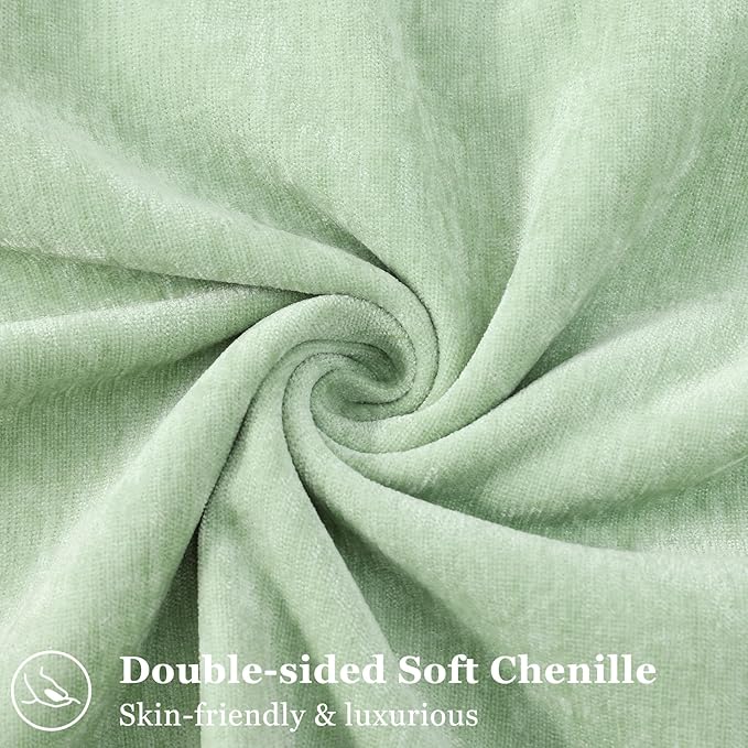 decorUhome Couch Throw Pillow Covers 12x20 Set of 2, Decorative Soft Euro Neutral Chenille Lumbar Pillow Covers with Elegant Design for Sofa Bed Living Room Home Decor, Sage Green