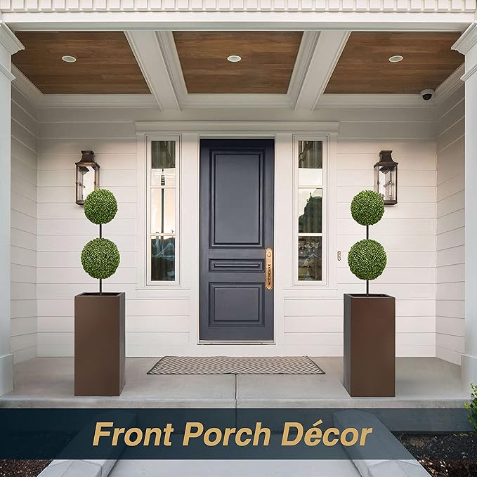 Wallowa Metallic Heavy Tall Outdoor/Indoor Planter Box 14Lx14Wx30H Inches, Rectangular Tall Planter, Large Flowerpot, ‎25 Pounds, Espresso, No Assembly Required 1 Pack