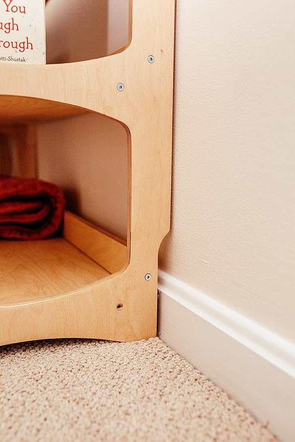 WOOD&ROOM Montessori Bookshelf for Toddlers - Toy Storage Shelf Organizer for Nursery, Playroom and Classroom - Floor Bookshelf for Kids - Small Display Rack for Books and Toys - Wooden Kids Bookcase