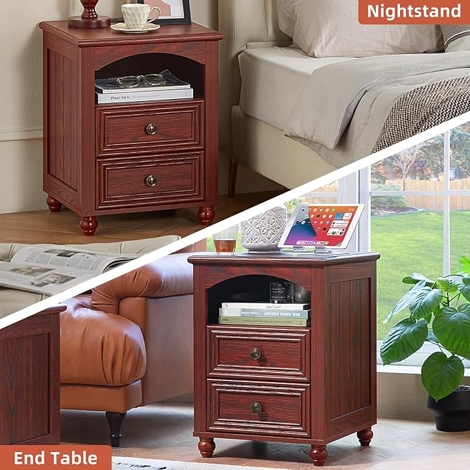 Farmhouse Dressers & Night Stand Set of 3, Wood 54" Wide Dresser & 45"Tall Chest of Drawers, 18" with Charging Station Nightstand, Bedroom Furniture 7 Drawer Dresser Set for Home Living Room Hallway