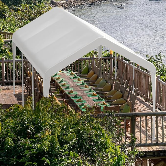 Carport 10x20 Ft, 120 LBS Heavy Duty Car Canopy, Portable Garage with Roll-up Windows and Removable Sidewalls, Car Port for Tractor, Truck, Boat